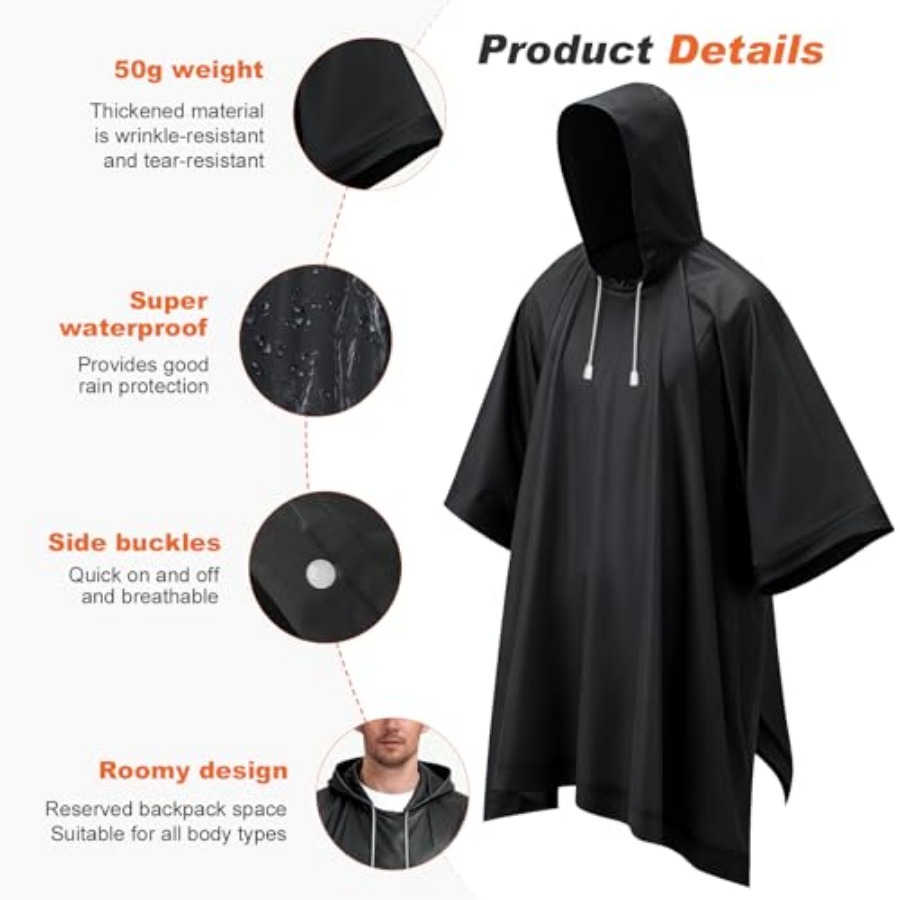 8 Pack Hooded Rain Ponchos for - Emergency Poncho Rain incelemesi ve fiyatı