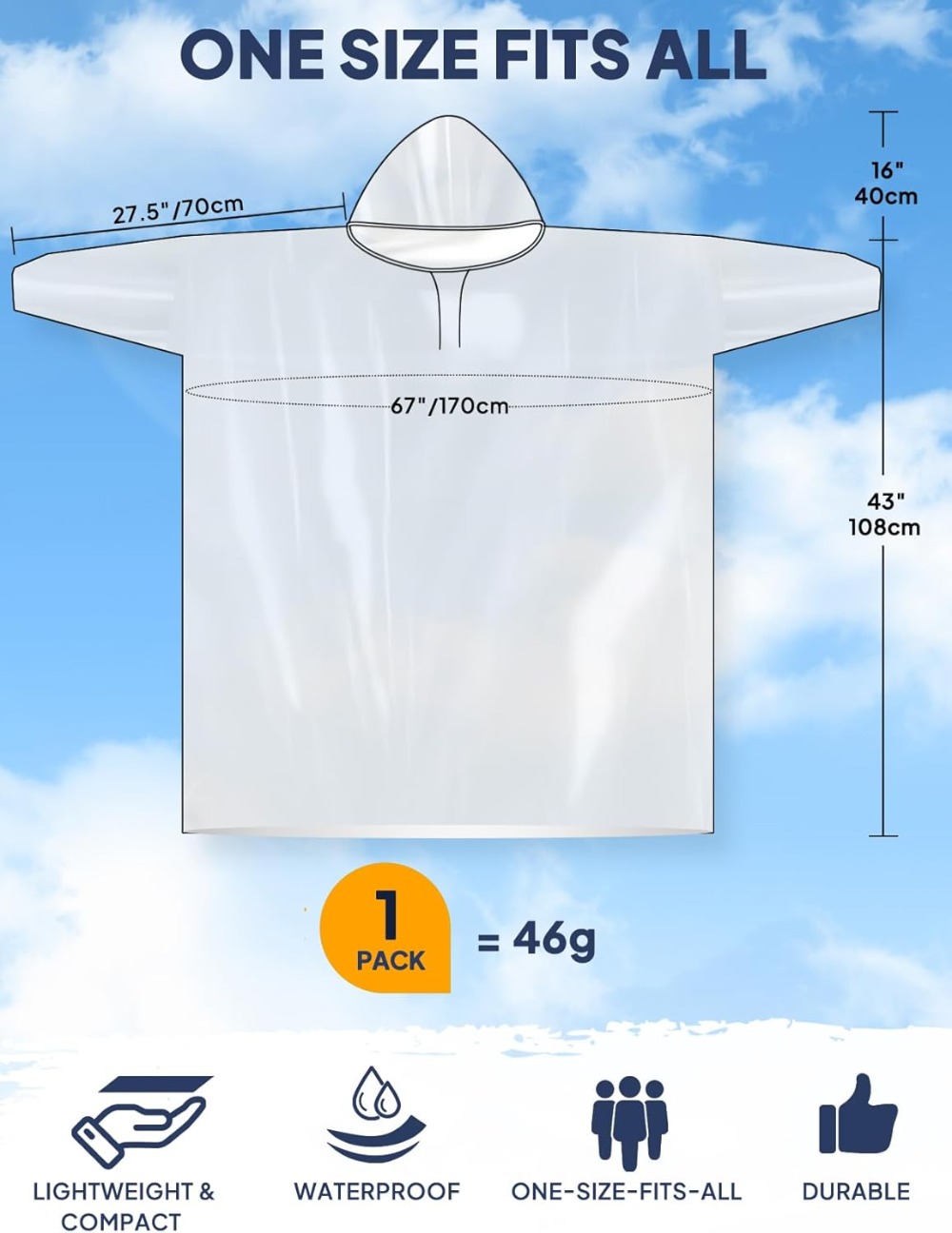 Disposable Rain Poncho for Adu - Emergency Poncho Rain incelemesi ve fiyatı