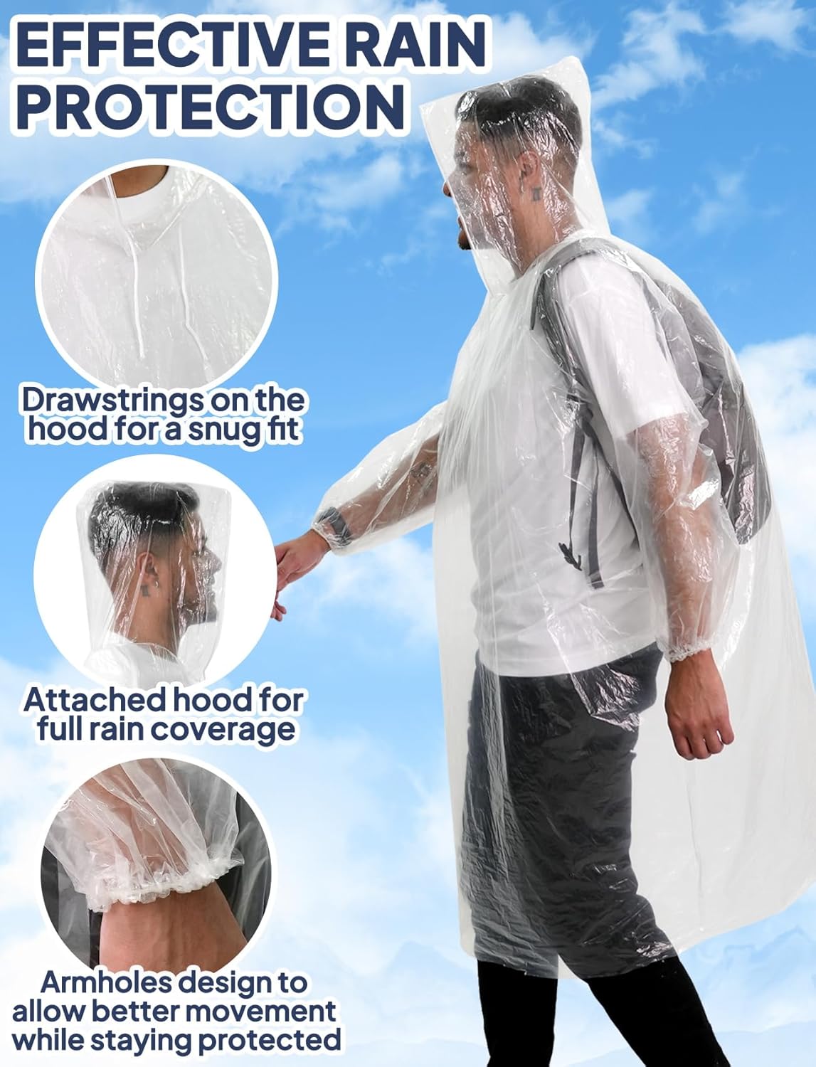 Disposable Rain Poncho for Adu - Emergency Poncho Rain incelemesi ve fiyatı