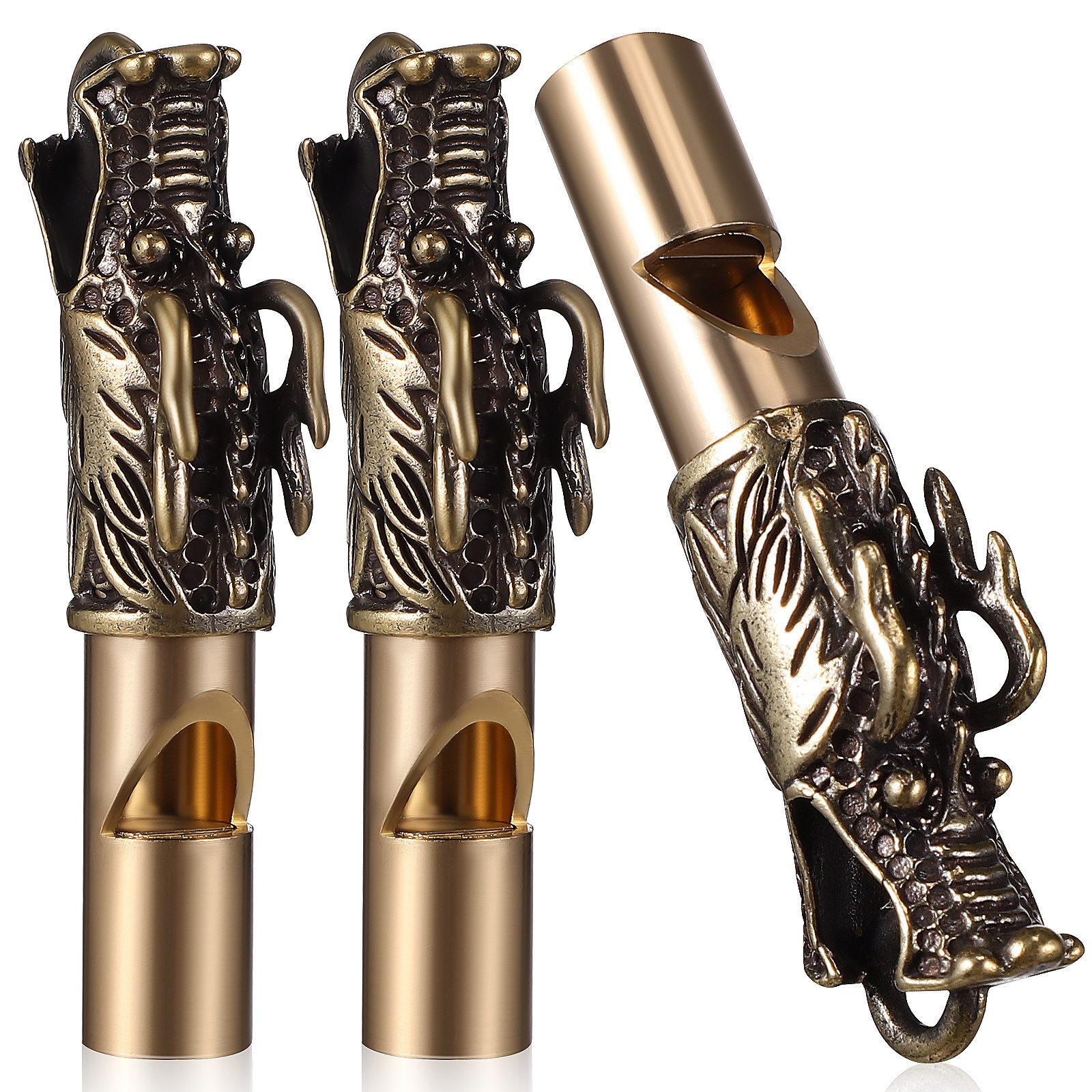 3Pcs Dragon Whistles Brass Vin - Emergency Whistle Loud incelemesi ve fiyatı