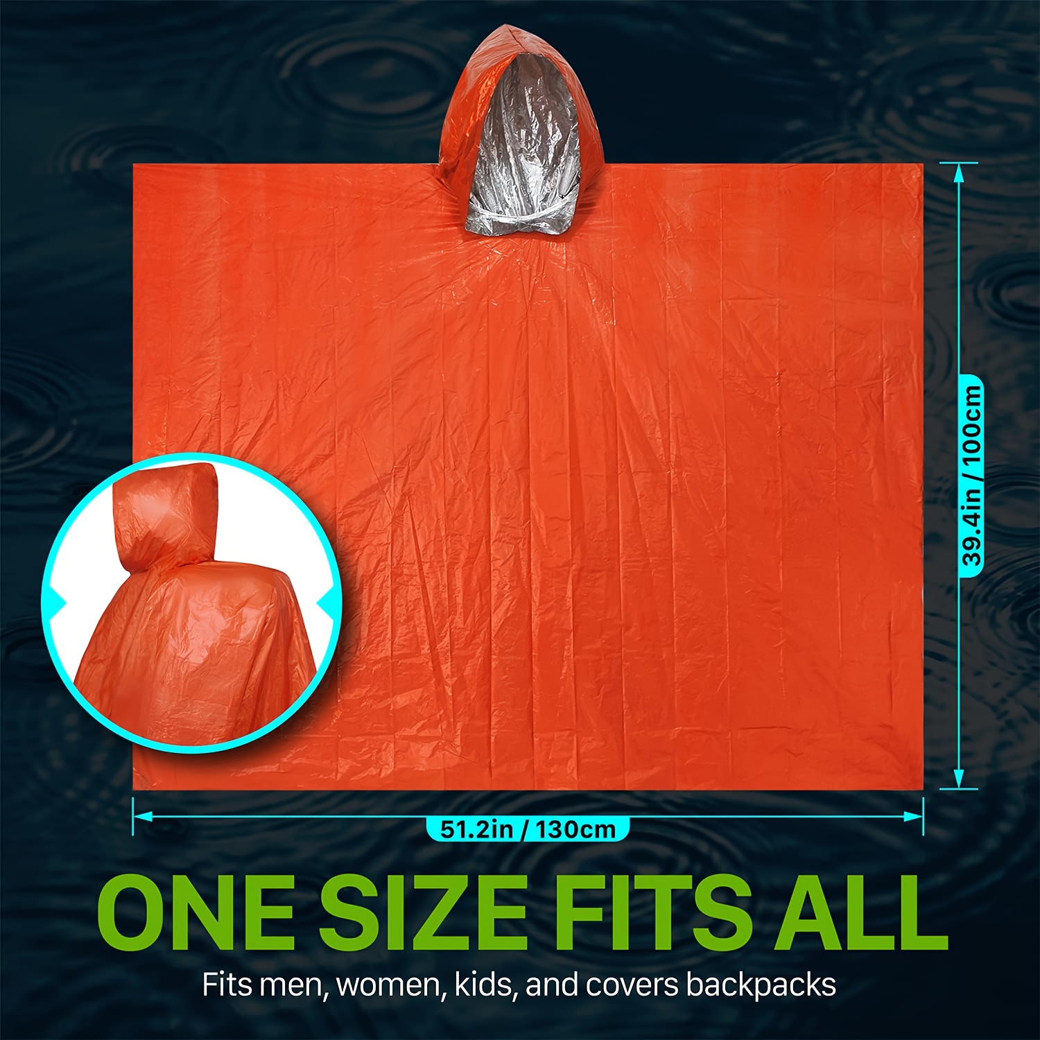 Emergency Survival Rain Poncho - Survival Blanket Reflective incelemesi ve fiyatı